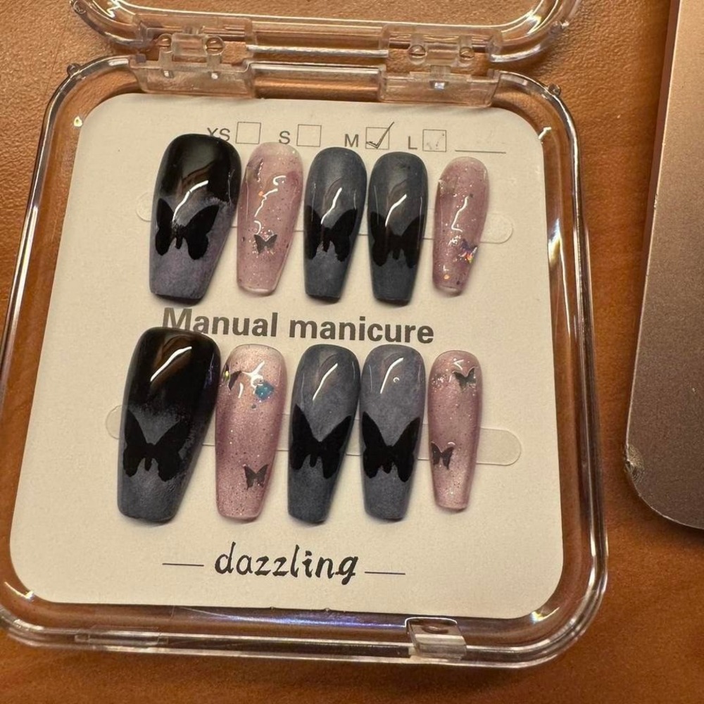 Butterfly Press On Nails Medium Length Manual Manicure Dazzling‎